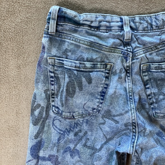 Wild Fable Jeans Womens Sz 2 Graffiti Print Super High Rise Straight Button Fly - Picture 7 of 7